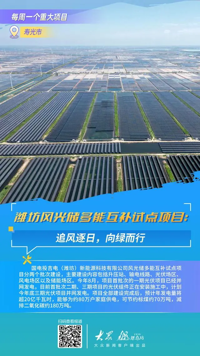 潍坊风光储多能互补试点项目:追风逐日,向绿而行
